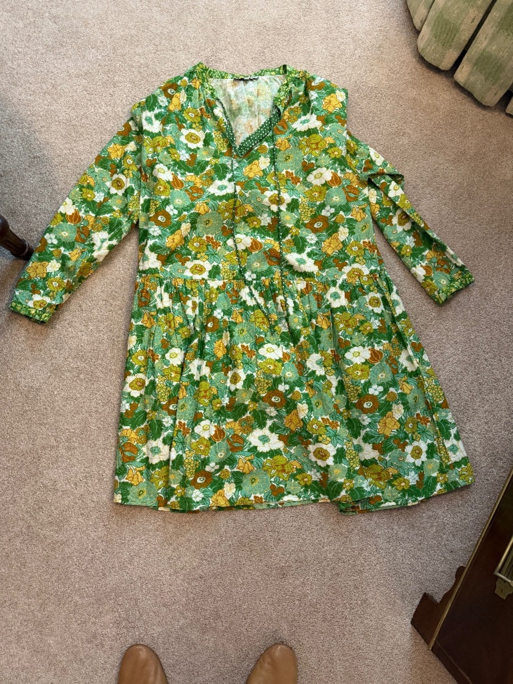 D'Ascoli Dascoli Mini dress in Green floral Size Small/Medium NWOT